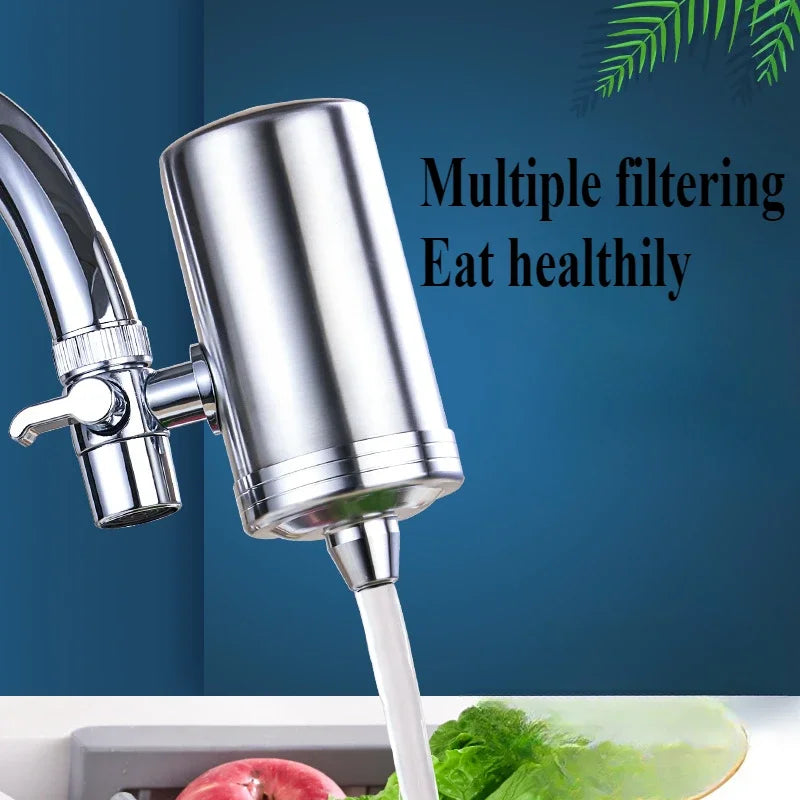 304 Stainless Steel Water Purifier, Reusable Faucet Filter for Kitchen Drinking Water.