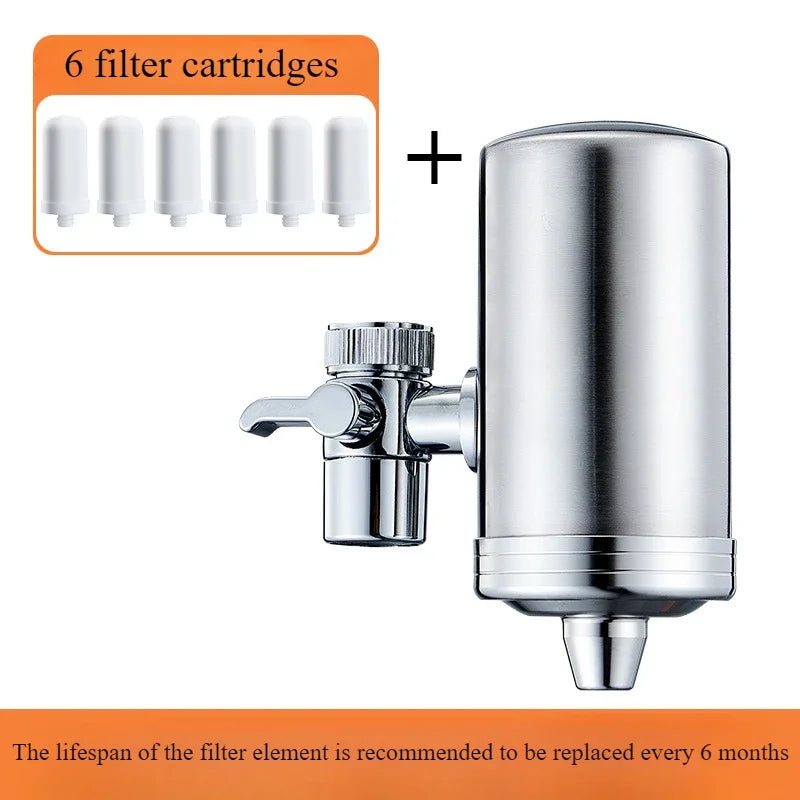 304 Stainless Steel Water Purifier, Reusable Faucet Filter for Kitchen Drinking Water.