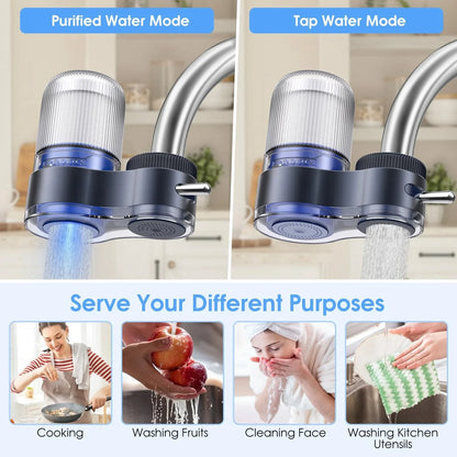 Faucet Water Filter, Kitchen Water Filter with Activated Carbon, Reduces 98% of Chlorine, Limescale, Heavy Metals and Bad Odors