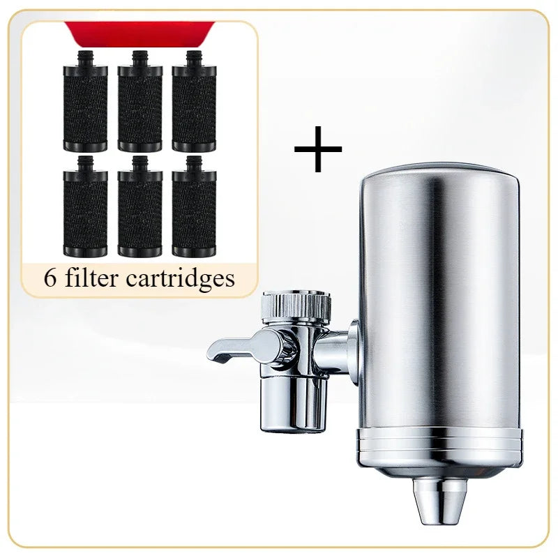 304 Stainless Steel Water Purifier, Reusable Faucet Filter for Kitchen Drinking Water.